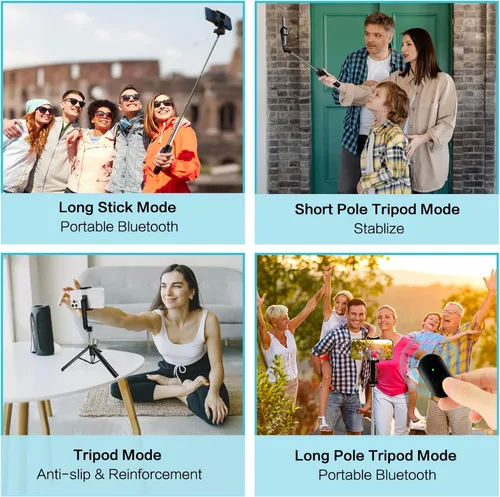 Vista 3 de AIBUCOLL Trípode de teléfono Soporte de trípode para teléfono selfie con Bluetooth Rotación de 360 todo en uno extensible para teléfono celular