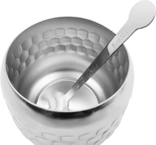 Vista 4 de Tazón de Acero Inoxidable para Azúcar, Frasco para Condimentos de Café, Recipiente para Especias, Olla para Condimentos con Tapa y Cuchara