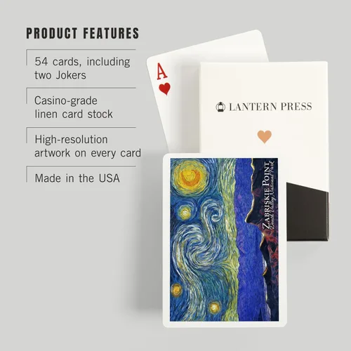 Vista 3 de Lantern Press Zabriskie Point, Death Valley National Park, California, Starry Night, 52 Playing Cards for Adults, Poker Size Card Deck