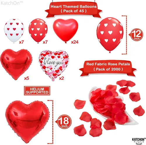 Vista 3 de KatchOn Teddy Bear - Juego de globos con texto en inglés "I Love You