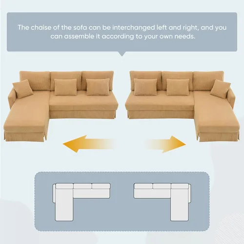 Vista 83 de Sofá modular de felpilla con tapicería en forma de L, sofá modular de 4 asientos con otomana extraíble y 5 almohadas para sala de estar, apartamento