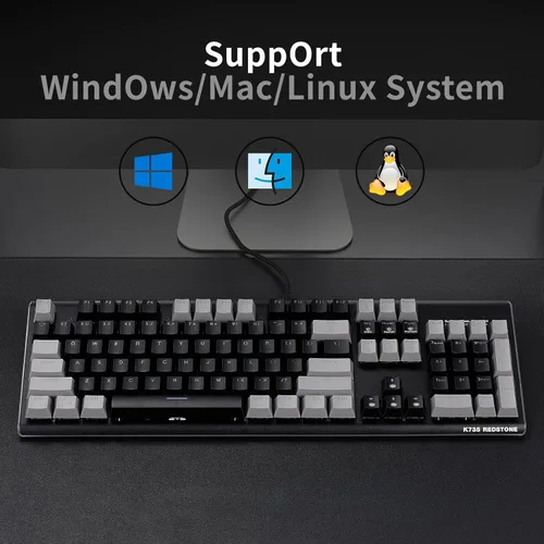 Vista 7 de Teclado mecánico para juegos de tamaño completo, tira de luz lateral envolvente + teclado retroiluminado con interruptores mecánicos lineales