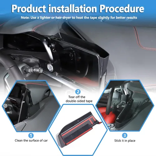 Vista 7 de Sekhyna Caja de almacenamiento trasera compatible con pantalla de navegación Chevrolet Corvette C8 2020-2025, bandeja organizadora para salpicadero
