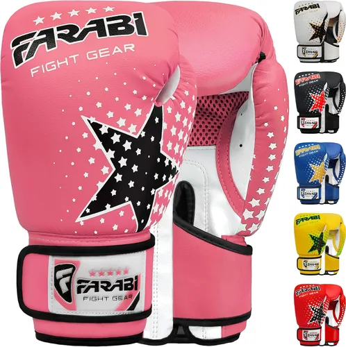 Vista 19 de Farabi - Guantes de boxeo para niños, para Muay Thai, Kick Boxing, entrenamiento, MMA, saco de boxeo