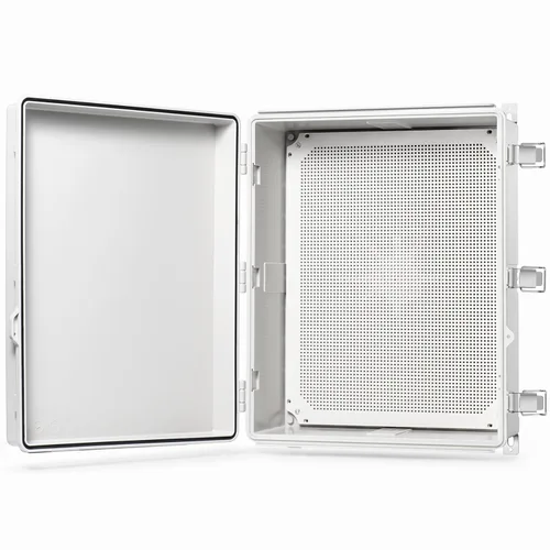 Vista 16 de QILIPSU - Caja de conexiones de acero inoxidable con tapa, bisagras y placa de montaje, universal, impermeable IP67, plástico ABS, gris, recinto