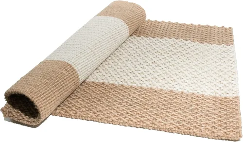 Vista 2 de Imports Decor - Alfombra de yute natural, rayas naturales, 24 x 36 pulgadas