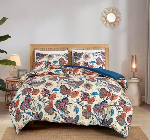 Chezmoi Collection Azura Juego de Edredón Floral de 2 Piezas Tamaño Individual - Juego de Ropa de Cama de Microfibra Estampada Ligera Multicolor