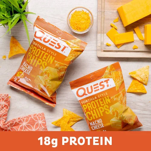 Vista 7 de Quest Nutrition Paquete variado de chips de proteína (BBQ, Cheddar y crema agria, crema agria y cebolla) y chips de proteína estilo tortilla Queso