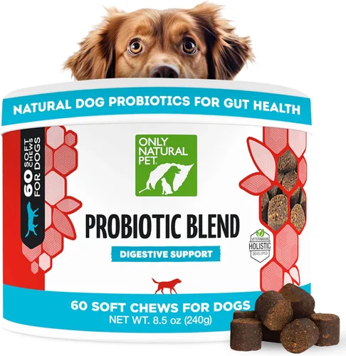 Only Natural Pet Suplemento probiótico para perros y gatos, fórmula enzimática para la salud digestiva y intestinal, masticables digestivos para
