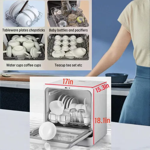 Vista 5 de Lavavajillas Lavavajillas Lavavajillas Portátil pequeña limpieza automática 4 modos de limpieza y modo de secado y desinfección Absorción automática