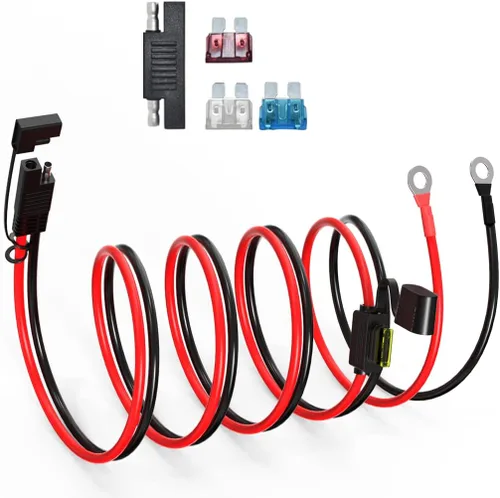Vista 15 de ELFCULB Puerto de pared lateral SAE de 12 AWG a conector SAE, puerto de pared lateral solar, con fusible de 10 A, 15 A, 20 A, 25 A, compatible