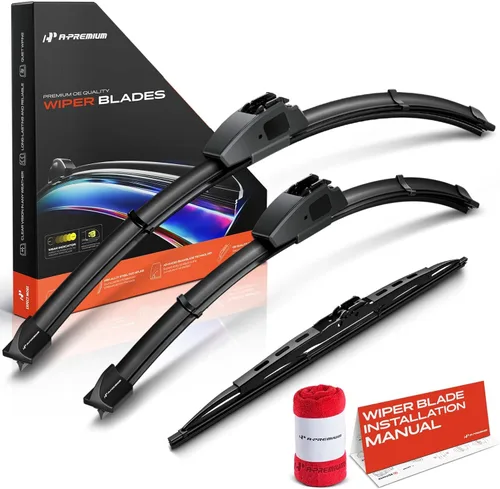 Vista 62 de A-Premium Juego de 3 limpiaparabrisas con indicador de desgaste y toalla, compatible con Dodge Nitro 2007-2011, juego de escobillas