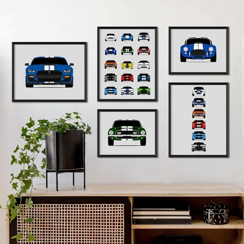 Vista 3 de Custom Car Posters Póster hecho a mano compatible con Shelby Evolution Print Wall Art Décor Best of Shelby Generations, multicolor, 8 x 10 pulgadas