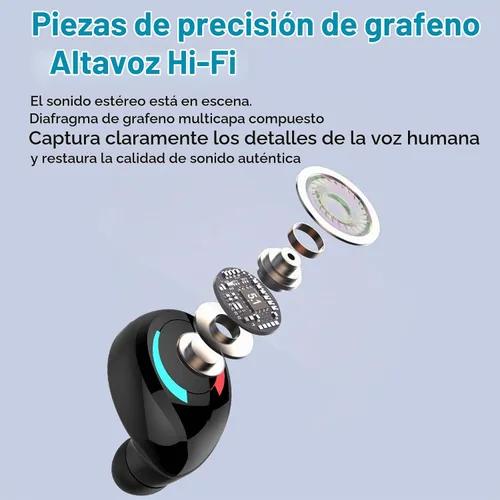 Vista 5 de Mini auricular Bluetooth de un solo auricular inalámbrico pequeño, auriculares invisibles, auricular individual con 10 horas de tiempo de Blanco