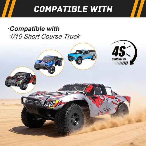 Vista 4 de Ruedas y neumáticos para camión RC Short Course con insertos de espuma para 1/10 Traxxas Slash 4X4 BL-2S 2WD Losi Tenacity TT Baja Rey 22SCT HPI