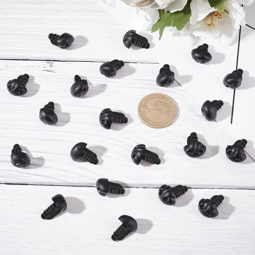 Vista 5 de GORGECRAFT 30 piezas de nariz de seguridad mate de plástico grande, nariz de ganchillo, nariz de perro, oso de peluche negro, suministros