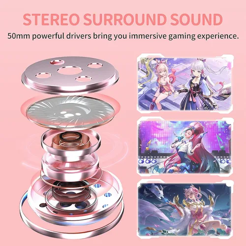 Vista 3 de SOMIC GS510 - Auriculares para juegos con orejas de gato, auriculares para PC con cancelación de ruido de micrófono retráctil, sonido estéreo