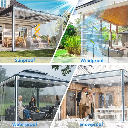 Vista 8 de Lona impermeable transparente de 3.3 x 8.2 pies, cubierta de lona de vinilo de PVC transparente resistente con ojales, impermeable antidesgarros