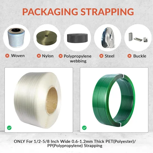 Vista 5 de BAOSHISHAN Herramienta de flejado eléctrico para correas de PET de 1/2 in-5/8 in PP Máquina flejadora automática de 3000 mha alimentado por batería