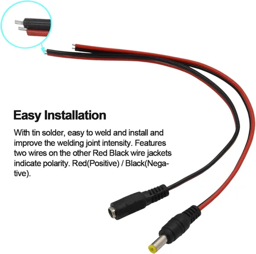 Vista 7 de MILAPEAK (Real 18AWG) 10 pares de conectores de barril de alimentación de 12 V 5 A CC, conectores hembra de CC de 0.083 in x 0.217 in macho