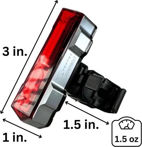 Vista 3 de Serfas Thunderbolt 2.0 - Combo de luz trasera para bicicleta, 7 modos, 50 y 120 lúmenes