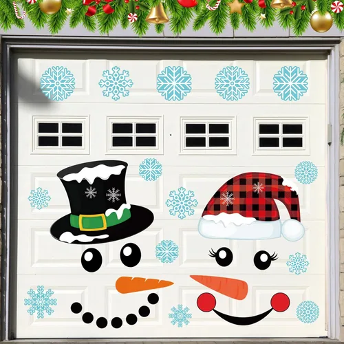 Vista 7 de 30 piezas de imán de Navidad para puerta de garaje, decoración de Navidad con muñeco de nieve, copo de nieve, Papá Noel, decoraciones de garaje