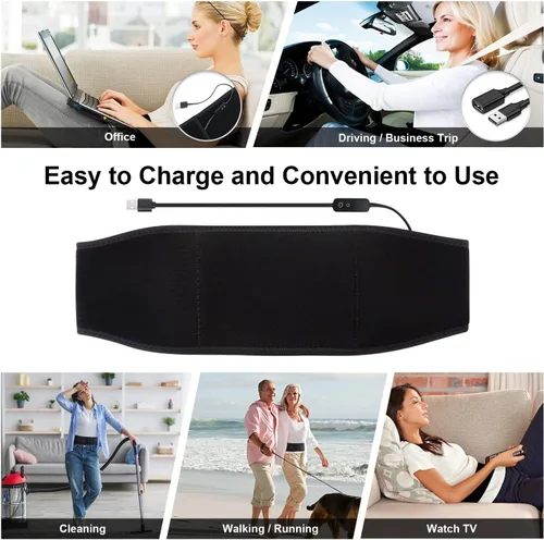 Vista 5 de Almohadilla térmica inalámbrica para dolor de espalda con 3 niveles de calor, almohadilla térmica portátil para espalda baja de la espalda