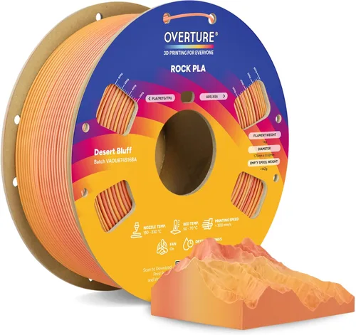 Vista 23 de OVERTURE - Filamento PLA Rock de 1.75 mm, para impresora 3D de mármol, carrete de 2.2 libras, precisión dimensional +/- 0.02 mm, para impresoras FDM