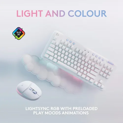 Vista 4 de Logitech G Combo inalámbrico para juegos, teclado G715 y mouse G705, iluminación RGB LIGHTSYNC, velocidad de luz, inalámbrica, Bluetooth