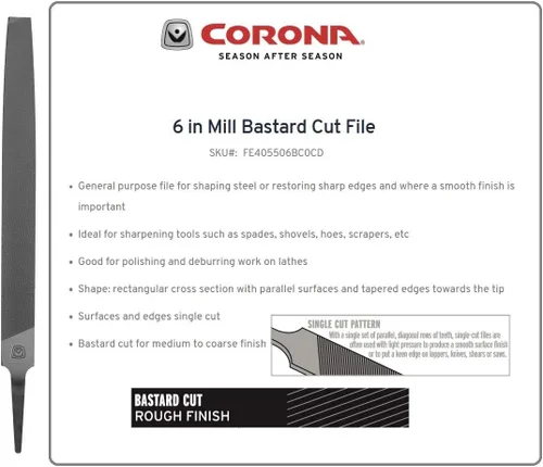 Vista 2 de Corona FE405506BC0CD Mill Bastard Cut File Carded, 6 pulgadas