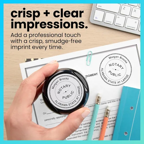 Vista 2 de ExcelMark Sello de notario para los 50 estados - Sello oficial del estado - Alabama - Redondo