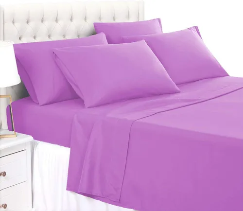 Vista 6 de Juego de 4 sábanas individuales de 800 hilos, 100% algodón orgánico suave y suave, juego de sábanas para cama de una sola capa, hotel de calidad