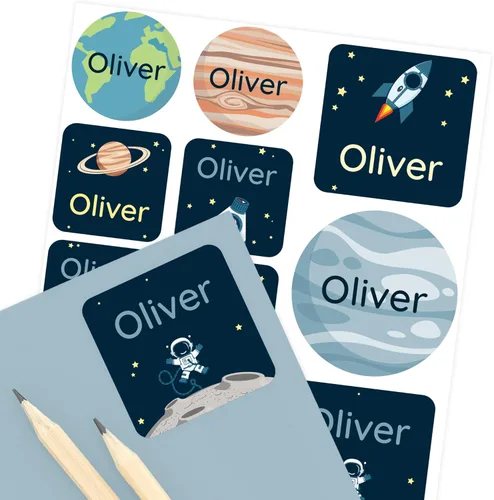 Vista 22 de Etiquetas de nombre para niños (33) – Calcomanías personalizadas para guardería, campamento y escuela – Calcomanías duraderas e impermeables