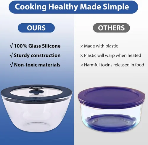 Vista 6 de Paquete de 3 tapas de repuesto para Pyrex 7200-PC 2 tazas y 7201-PC 4 tazas y 7402 recipientes de vidrio de 6/7 tazas, cubierta de almacenamiento a