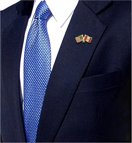 Vista 4 de Paquete de 4 pines de solapa con doble bandera peruana con bandera peruana