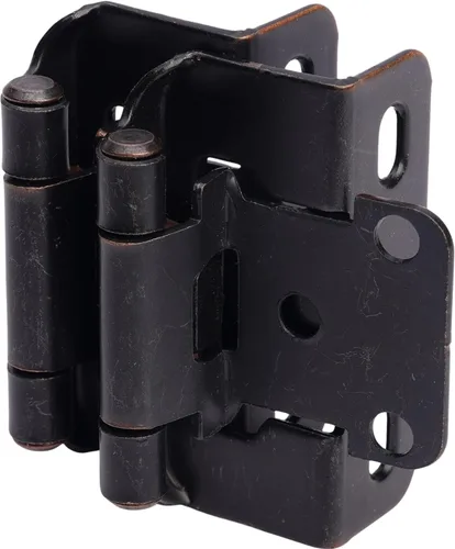 Vista 10 de DecoBasics Paquete de 2 bisagras negras superpuestas de 1/2 pulgada para puertas de cabina (1 par), bisagra de marco de cara semioculta de cierre
