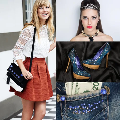 Vista 4 de Hot Fix - Diamantes de imitación de cristal con parte trasera plana, gemas de 0.189 in (20 ss, 1440 piezas, zafiro)