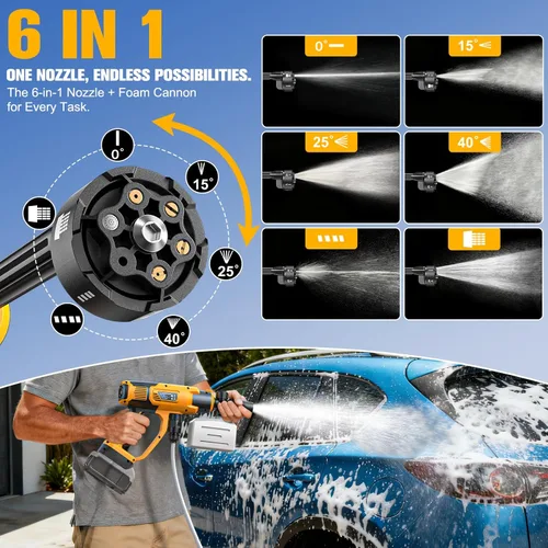 Vista 6 de DIYtoolifz Herramienta de limpieza compatible con batería DeWalt de 20 V, 2.2 libras, con manguera de 16.4 pies y boquilla 6 en 1 + accesorio