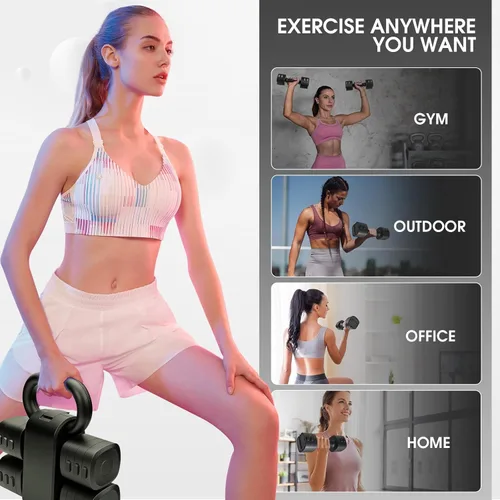 Vista 4 de Juego de mancuernas y pesas rusas convertibles ajustables 2 en 1, juego de 4 en 1 de mancuernas con pesas libres de 2 piezas, cada una de 1kg 1.5kg