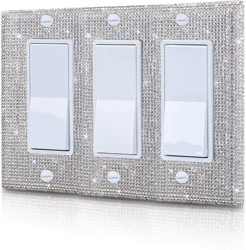 Vista 6 de Gaocai 1 pieza Placas de pared con diamantes de imitación brillantes Cubierta de interruptor de luz Placa decorativa de pared con palanca única