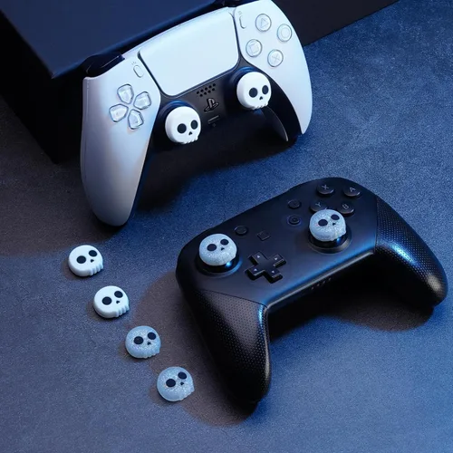 Vista 5 de JINGDU Tapas de agarre de pulgar de Halloween para controlador PS5PS4, controlador Switch Pro, Xbox Series XS, tapas de silicona para control