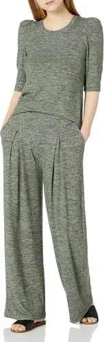 Vista 5 de Daily Ritual Pantalón de pierna ancha plisado de punto acogedor para mujer