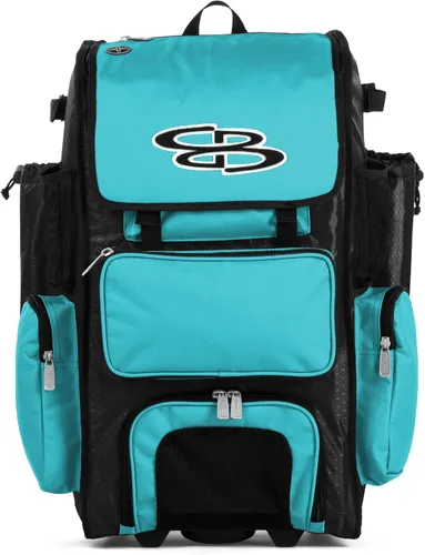 Vista 13 de Boombah Rolling Superpack - Bolsa para equipo de béisbol/sóftbol, varios colores, mango telescópico y capacidad para 4 murciélagos, versión con Negro