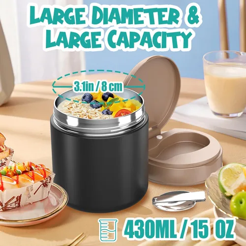 Vista 2 de Termo para comida caliente para niños – 15.2 onzas, tarro de comida aislado a prueba de fugas, termo de sopa, recipientes de almuerzo aislados