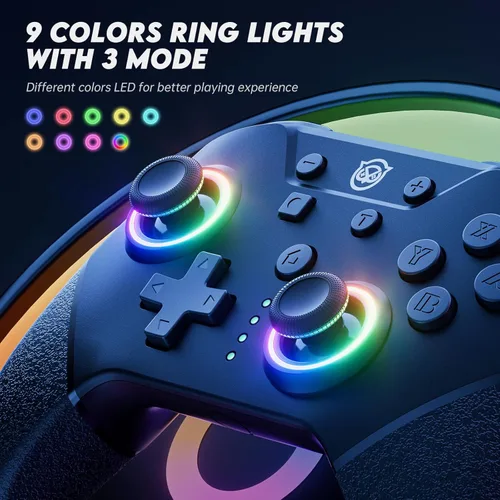 Vista 2 de NYXI Chaos swith controller with Hall Joystick, switch pro controller wireless for Nintendo SwitchLiteOLED, Hall Effect Controller with RGB Light