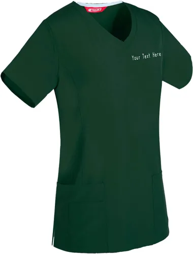 Vista 16 de Camiseta médica bordada para mujer personalizada con tu texto Manzana Verde (Apple Green)