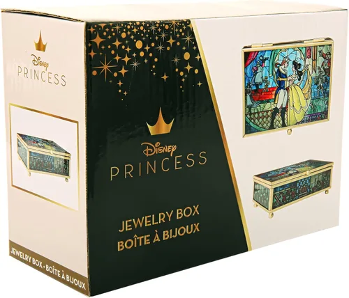 Vista 7 de Disney Joyero de la Bella y la Bestia de la Princesa - Joyero de cristal con vitrales Bella y el Príncipe