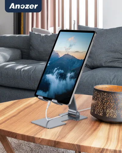 Vista 7 de Anozer Soporte para tableta, soporte ajustable para tablet de escritorio, plegable para iPad Air 5/4/Mini 6/Mini 5/10.2/Pro 12.9/Pro 11, monitor
