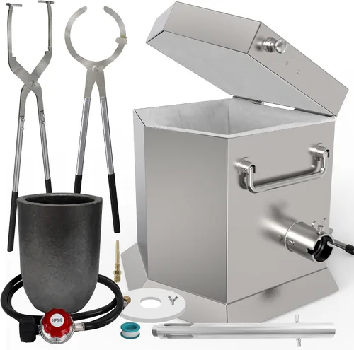 Vista 10 de CANALHOUT Kit de horno de fusión de propano de 15.4 lbs/15 libras con 2 pinzas y crisol