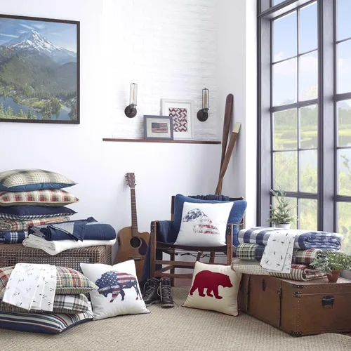 Vista 11 de Eddie Bauer - Sábanas tamaño Queen, juego de ropa de cama de percal de algodón, decoración del hogar crujiente y fresca (río abajo, Queen)